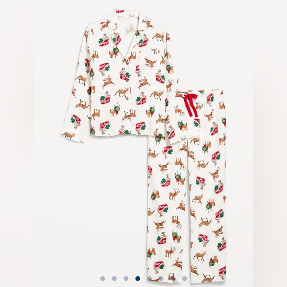 New Old Navy flannel Christmas Festive Reindeer Print Pajama Set women’s 3X - Picture 5 of 9